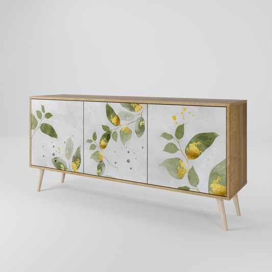 Credenza a 3 ante ELEGANT BOTANICS in effetto rovere