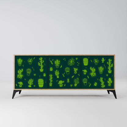 DESERT GREEN 3-Door Sideboard in Oak Effect