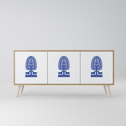Credenza a 3 ante in stile FOLK ART POLACCO, effetto rovere