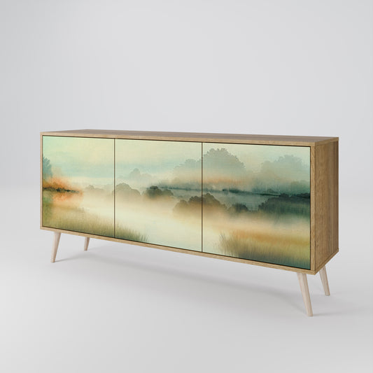 Credenza a 3 ante MORNING BY THE LAKE in effetto rovere