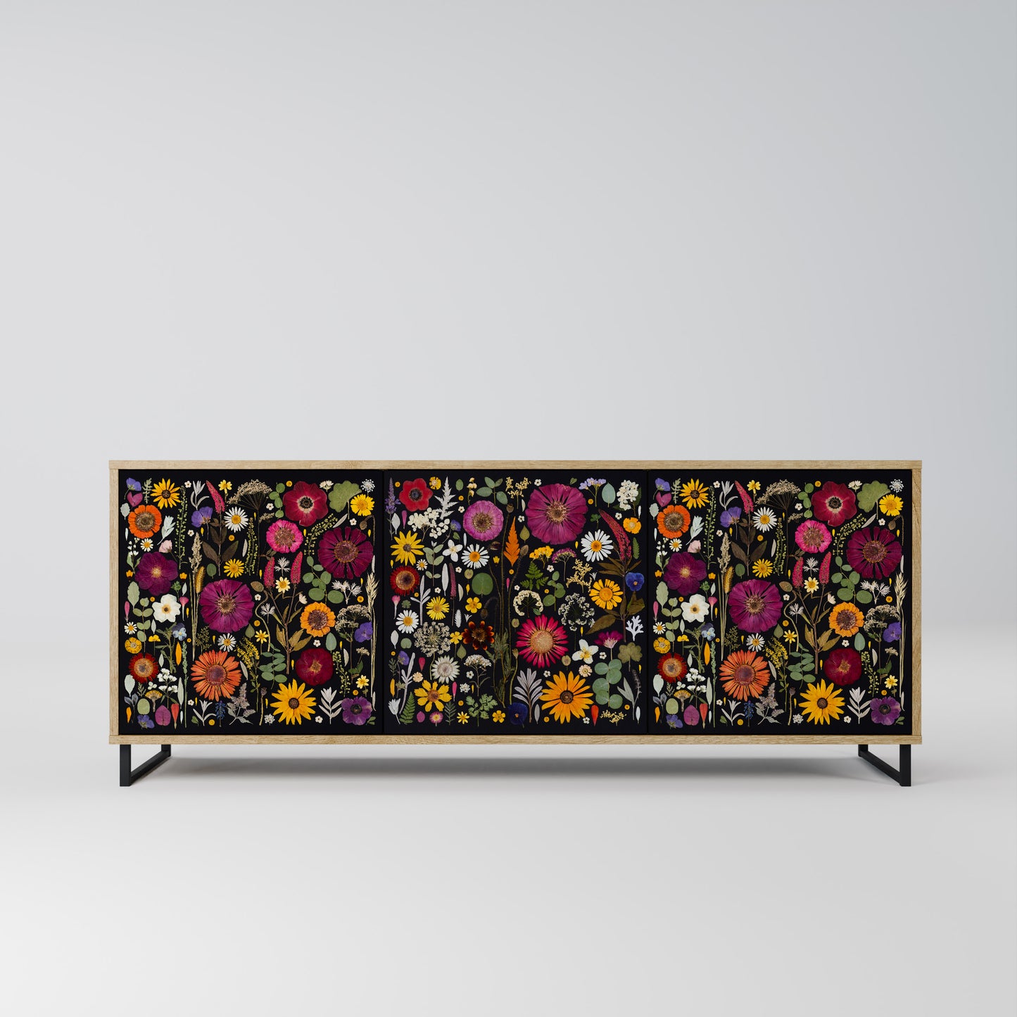 MIDNIGHT GARDEN 3-Door Sideboard in Oak Effect