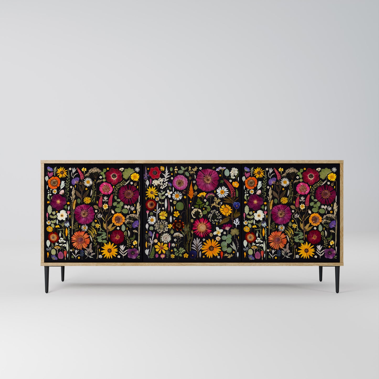 MIDNIGHT GARDEN 3-Door Sideboard in Oak Effect