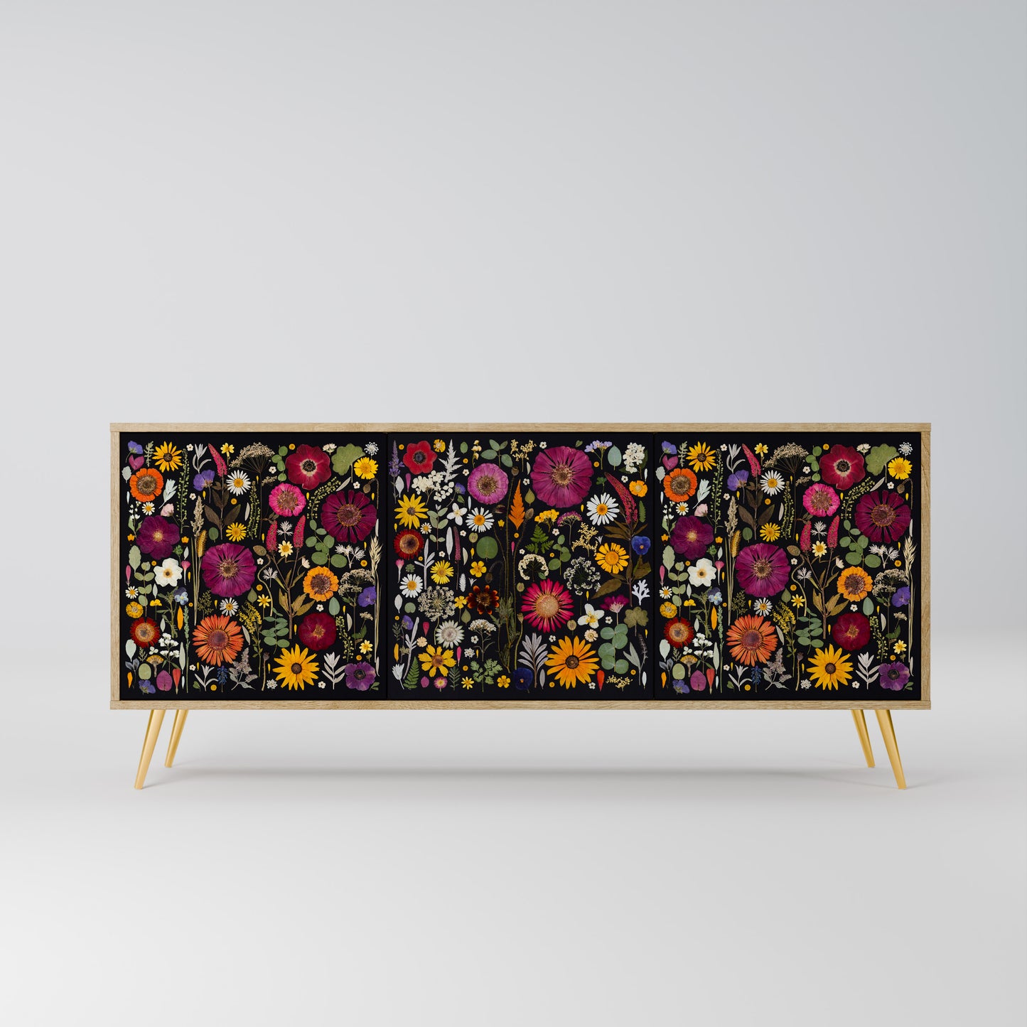 MIDNIGHT GARDEN 3-Door Sideboard in Oak Effect