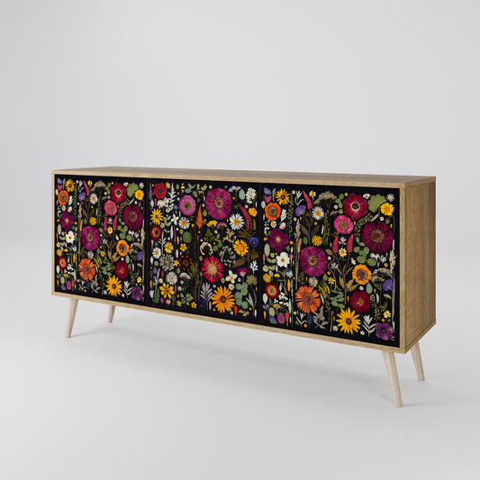 MIDNIGHT GARDEN Madia a 3 Ante in Effetto Rovere