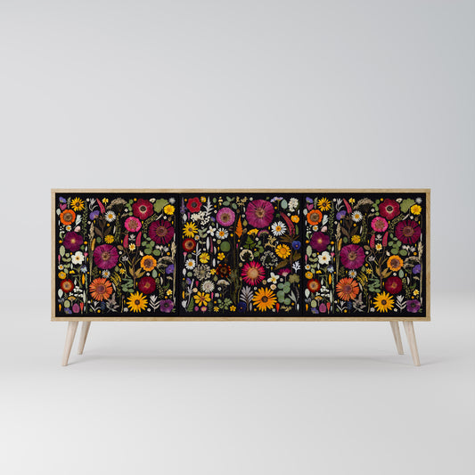MIDNIGHT GARDEN 3-Door Sideboard in Oak Effect