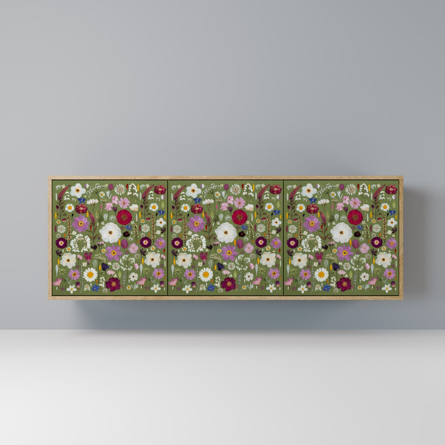 WILD GARDEN Madia a 3 Ante in Effetto Rovere