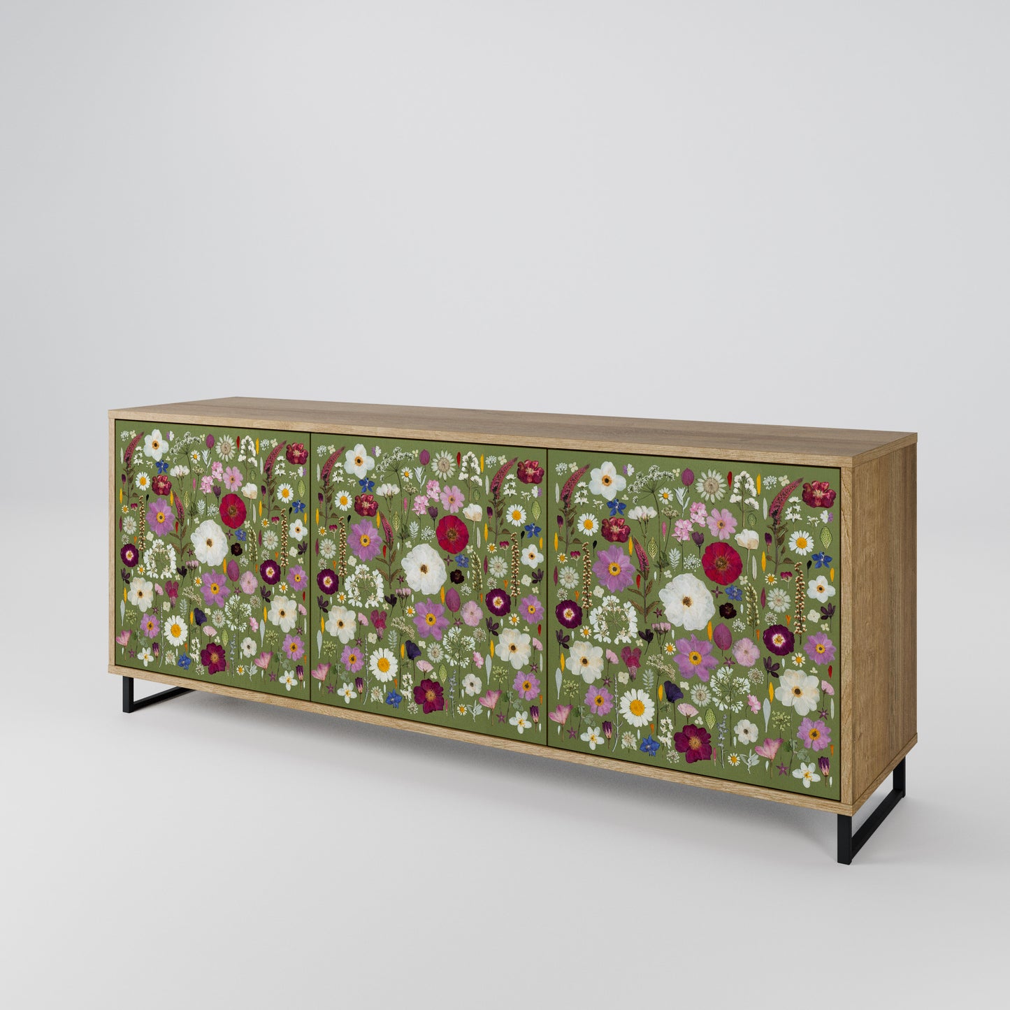 WILD GARDEN Madia a 3 Ante in Effetto Rovere