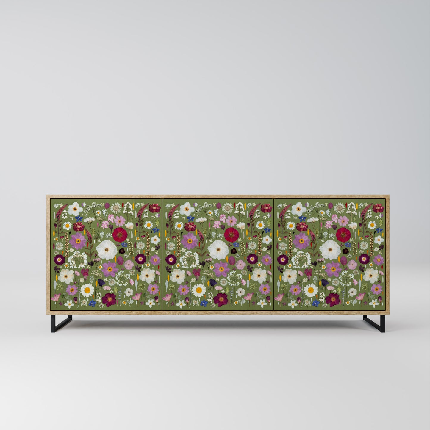 WILD GARDEN Madia a 3 Ante in Effetto Rovere