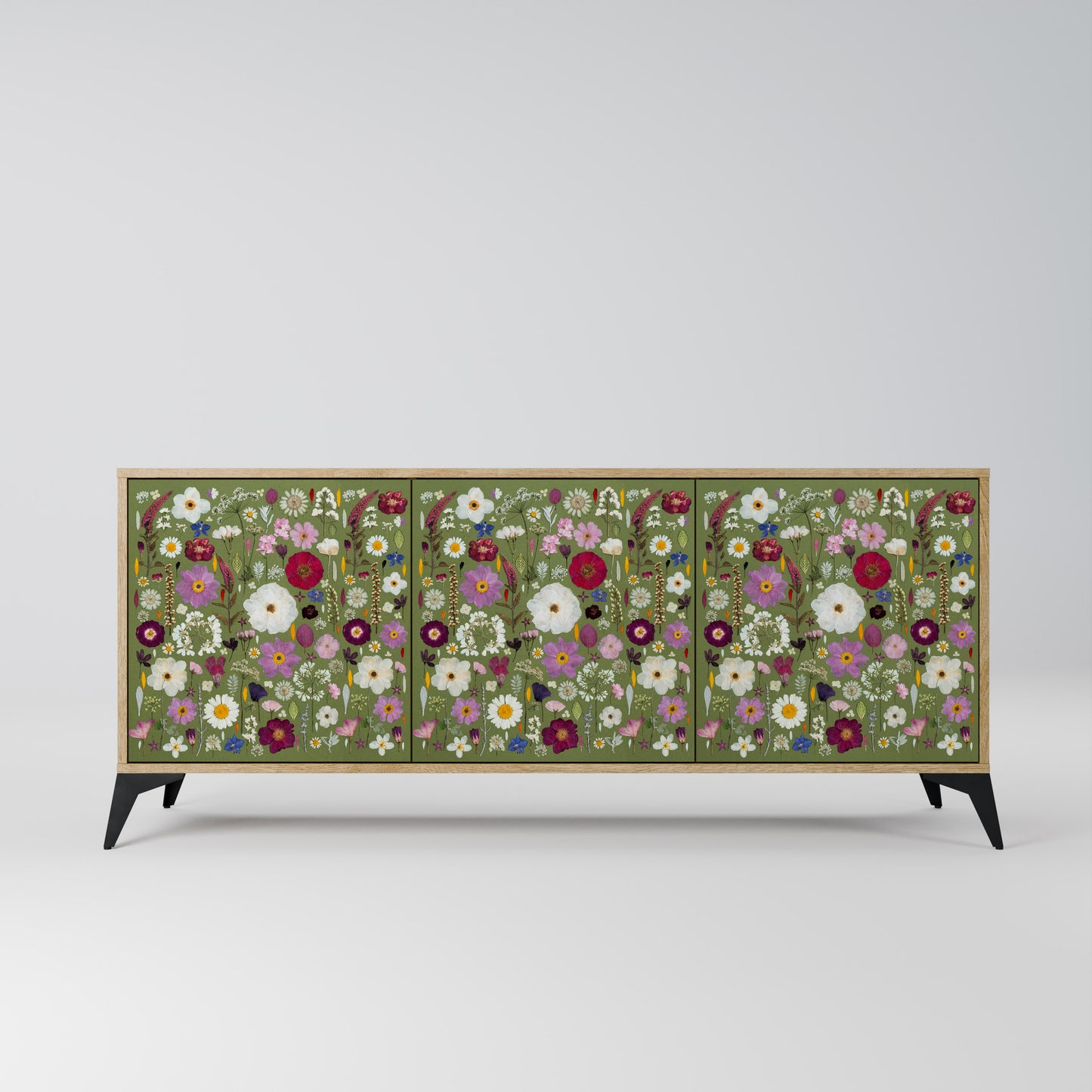 WILD GARDEN Madia a 3 Ante in Effetto Rovere