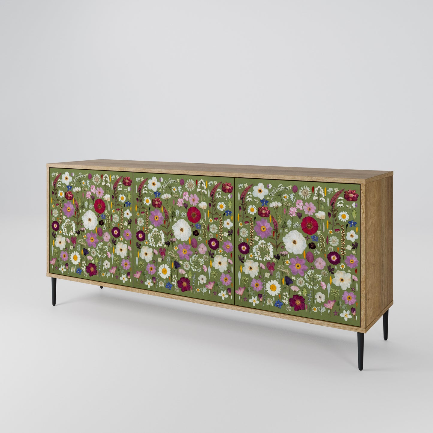 WILD GARDEN Madia a 3 Ante in Effetto Rovere