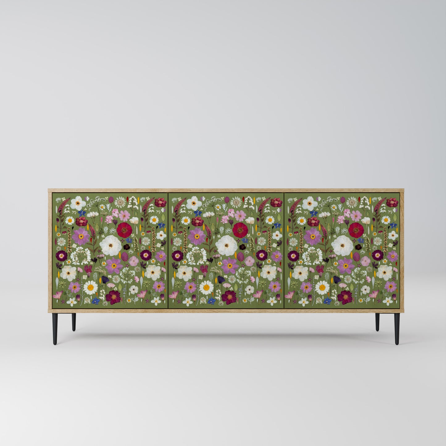 WILD GARDEN Madia a 3 Ante in Effetto Rovere