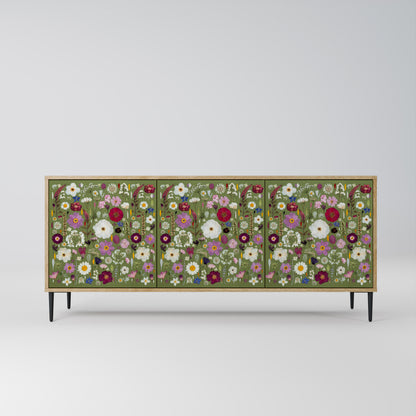 WILD GARDEN Madia a 3 Ante in Effetto Rovere