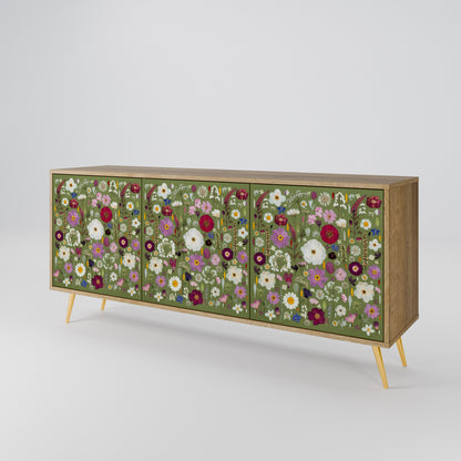 WILD GARDEN Madia a 3 Ante in Effetto Rovere