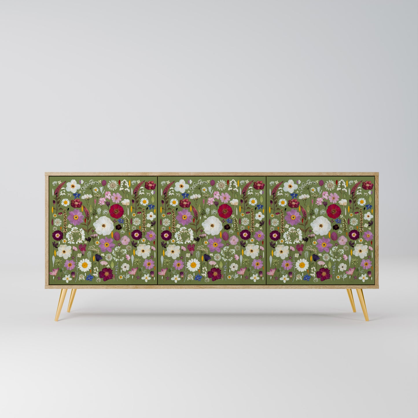 WILD GARDEN Madia a 3 Ante in Effetto Rovere