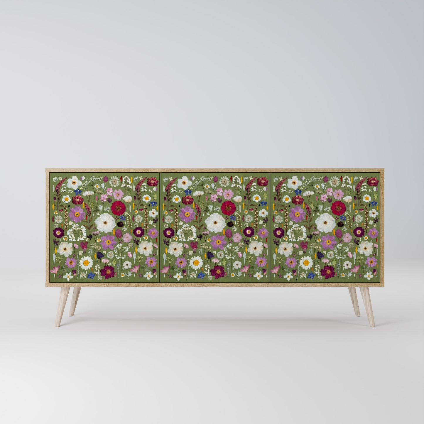 WILD GARDEN Madia a 3 Ante in Effetto Rovere