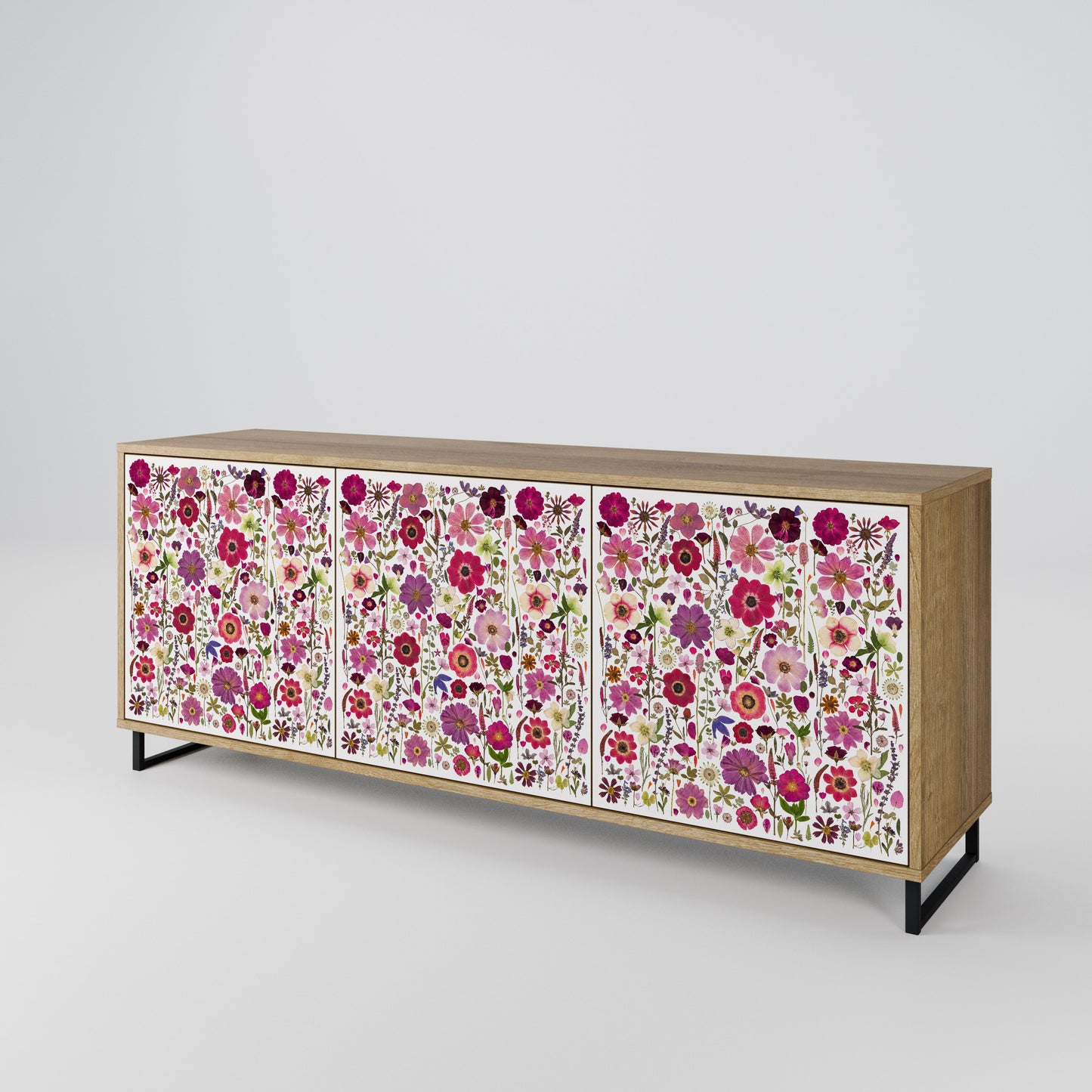 PETAL GARDEN 3-Door Sideboard in Oak Effect