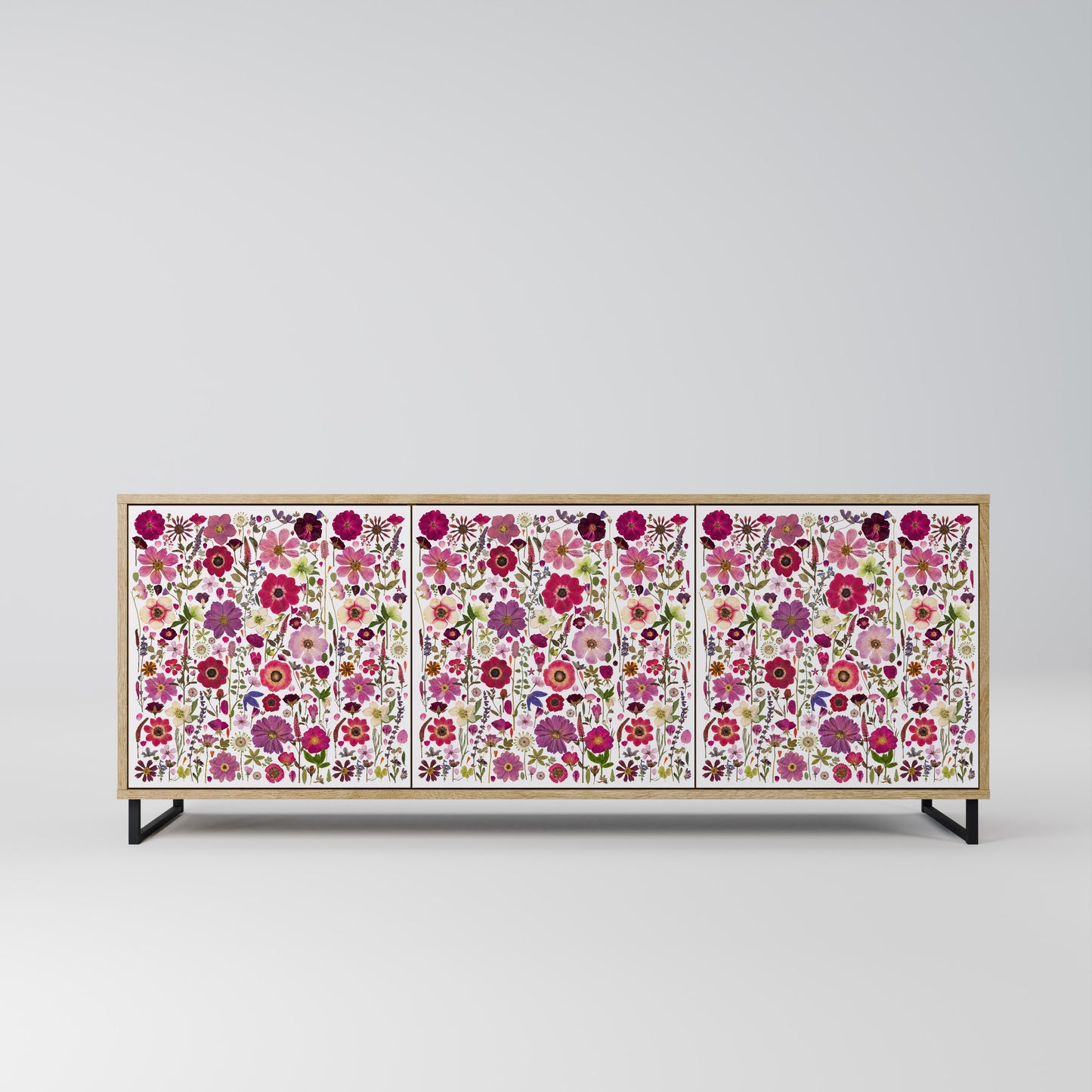 PETAL GARDEN 3-Door Sideboard in Oak Effect