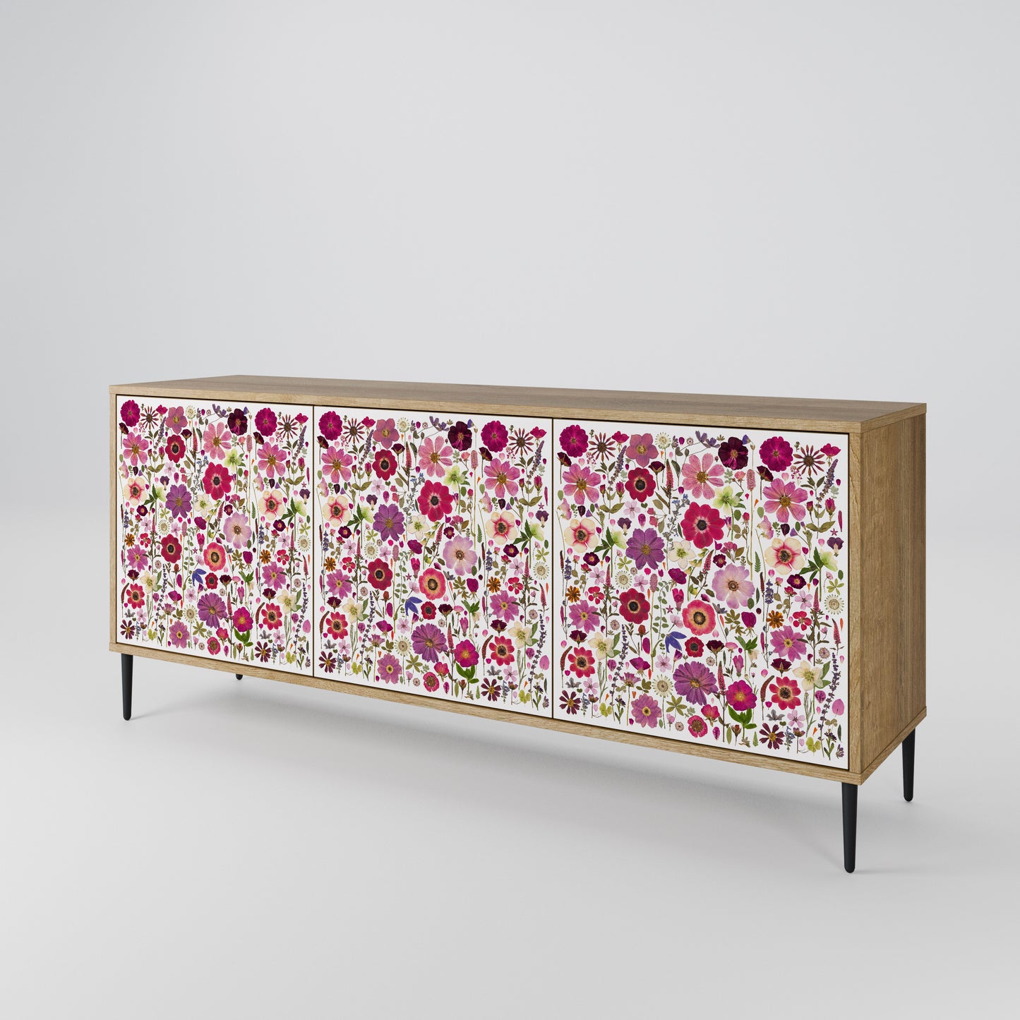 PETAL GARDEN 3-Door Sideboard in Oak Effect