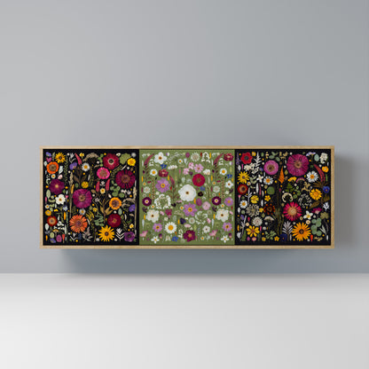 VERDANT GARDEN Madia a 3 Ante in Effetto Rovere