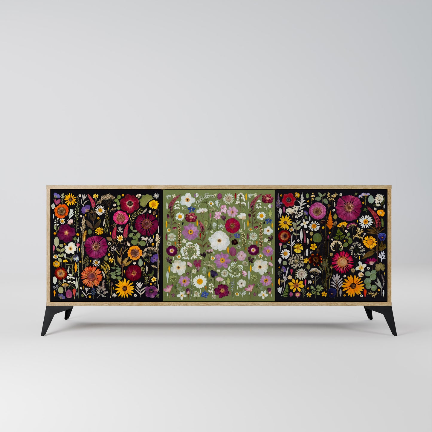 VERDANT GARDEN Madia a 3 Ante in Effetto Rovere