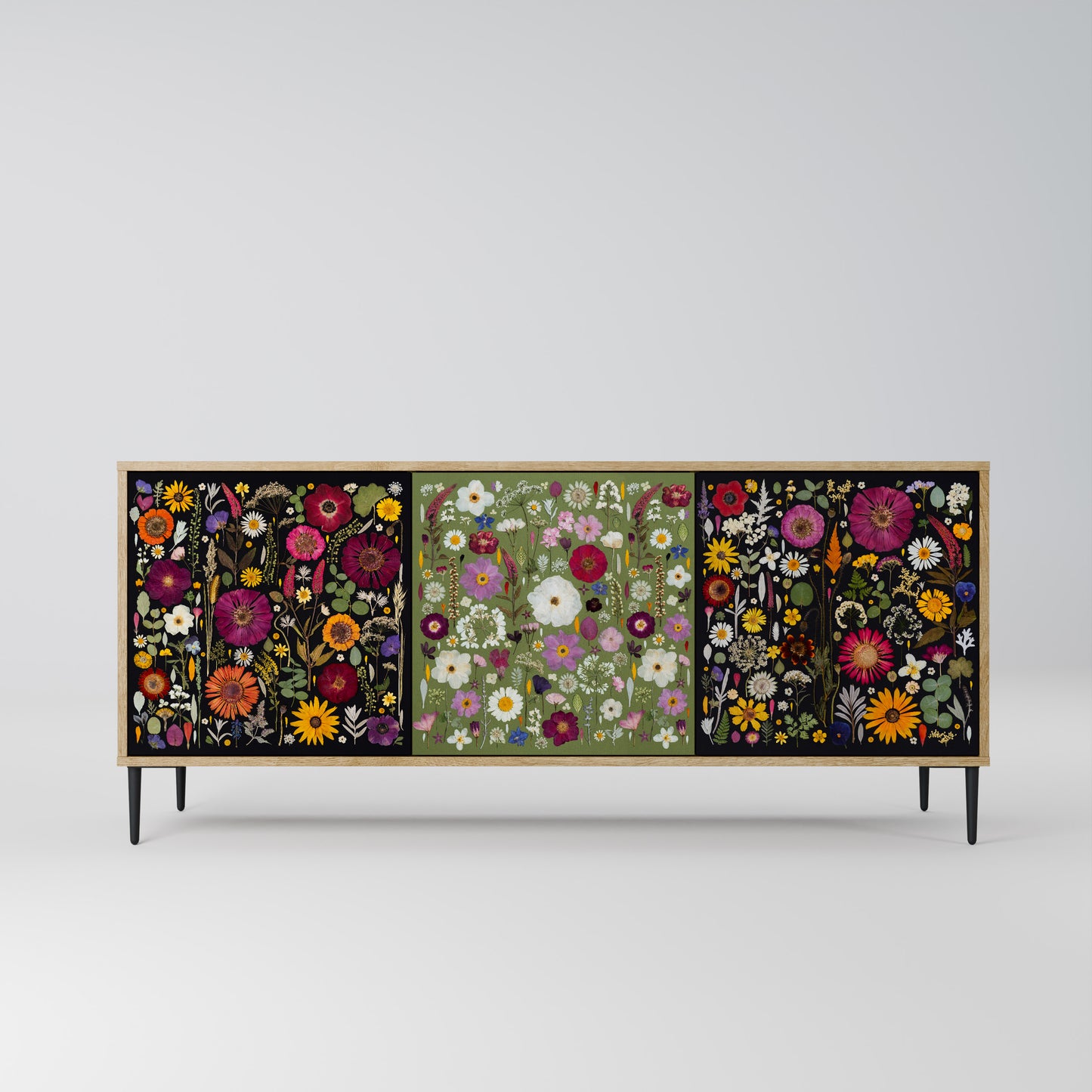 VERDANT GARDEN Madia a 3 Ante in Effetto Rovere