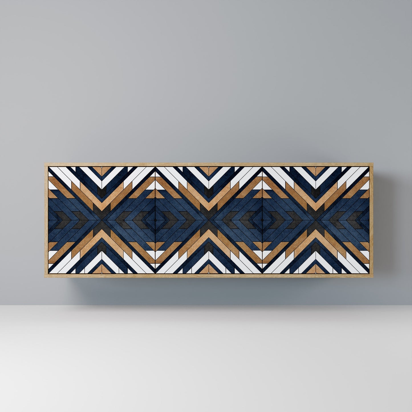 Credenza a 3 ante ARTFUL GEOMETRY in effetto rovere