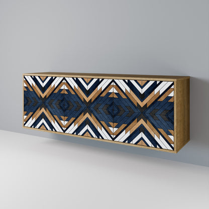 Credenza a 3 ante ARTFUL GEOMETRY in effetto rovere