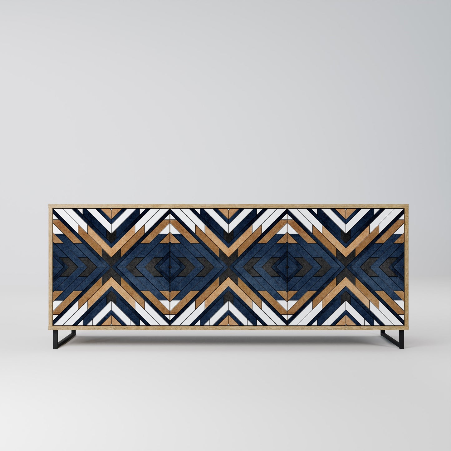 Credenza a 3 ante ARTFUL GEOMETRY in effetto rovere