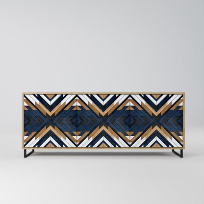 Credenza a 3 ante ARTFUL GEOMETRY in effetto rovere
