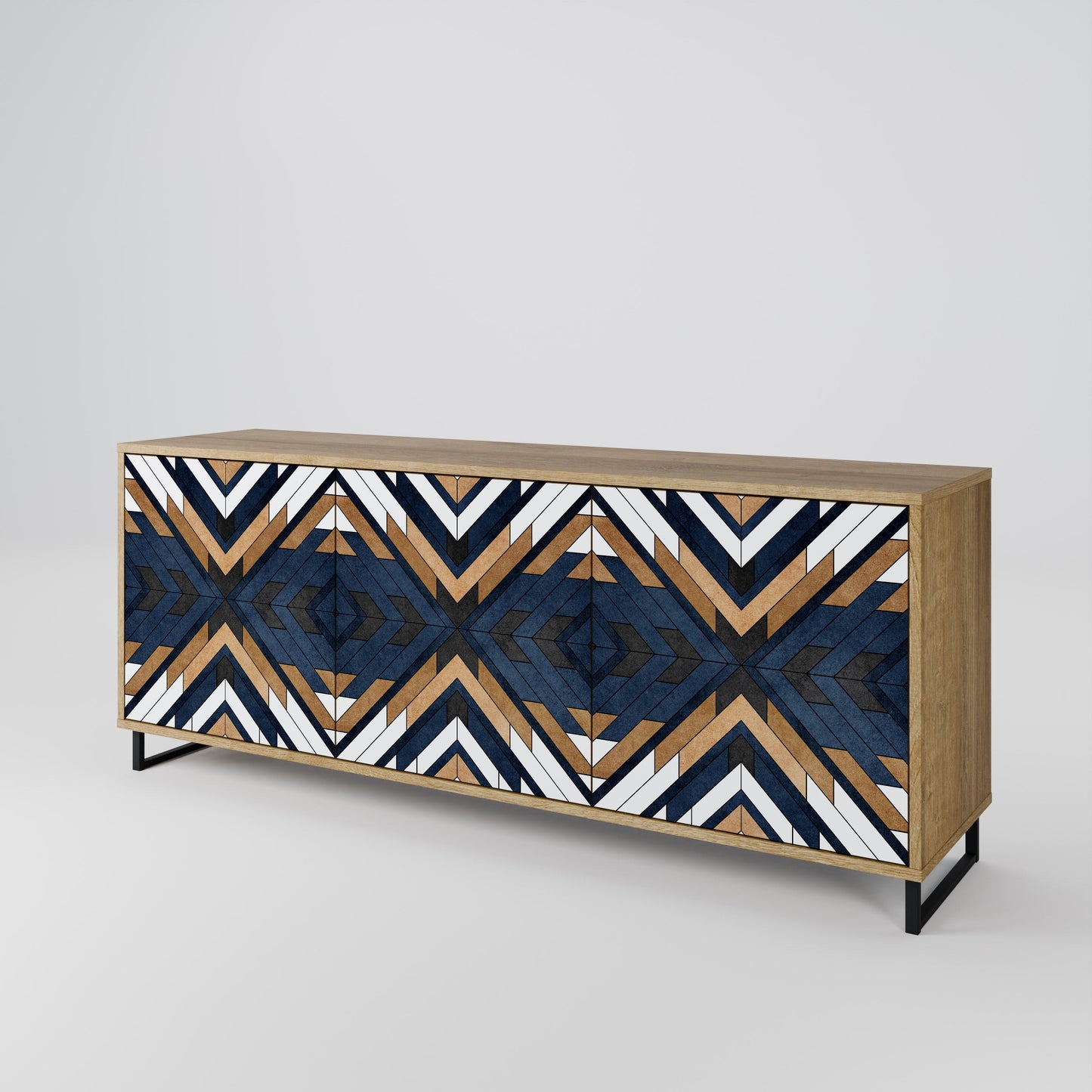 Credenza a 3 ante ARTFUL GEOMETRY in effetto rovere