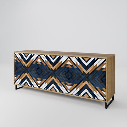 Credenza a 3 ante ARTFUL GEOMETRY in effetto rovere