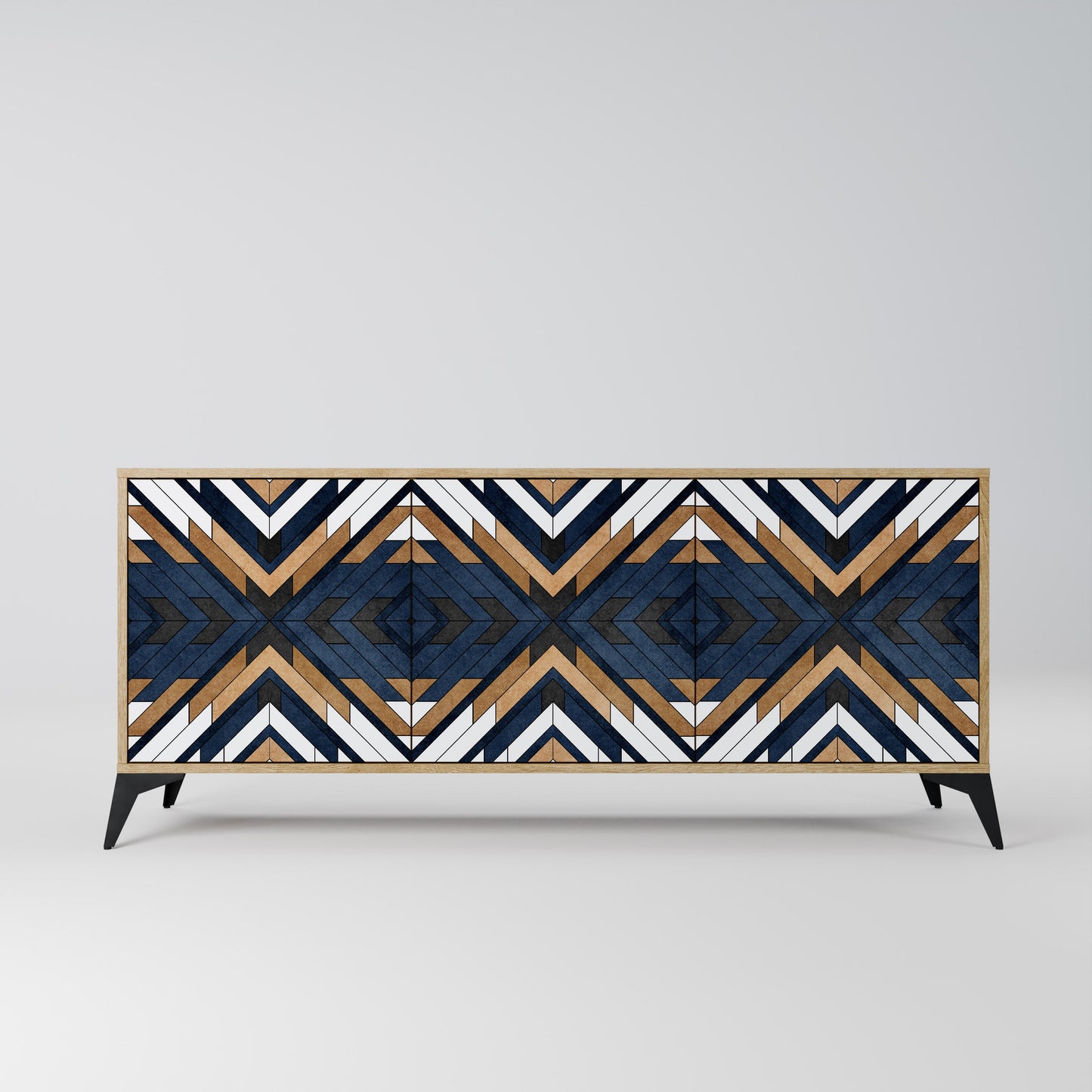 Credenza a 3 ante ARTFUL GEOMETRY in effetto rovere