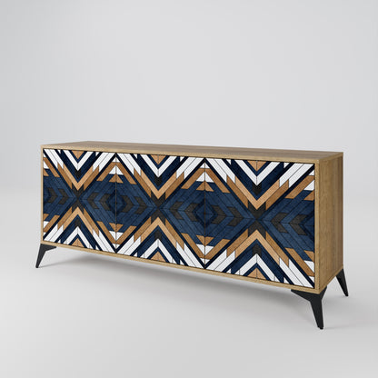 Credenza a 3 ante ARTFUL GEOMETRY in effetto rovere