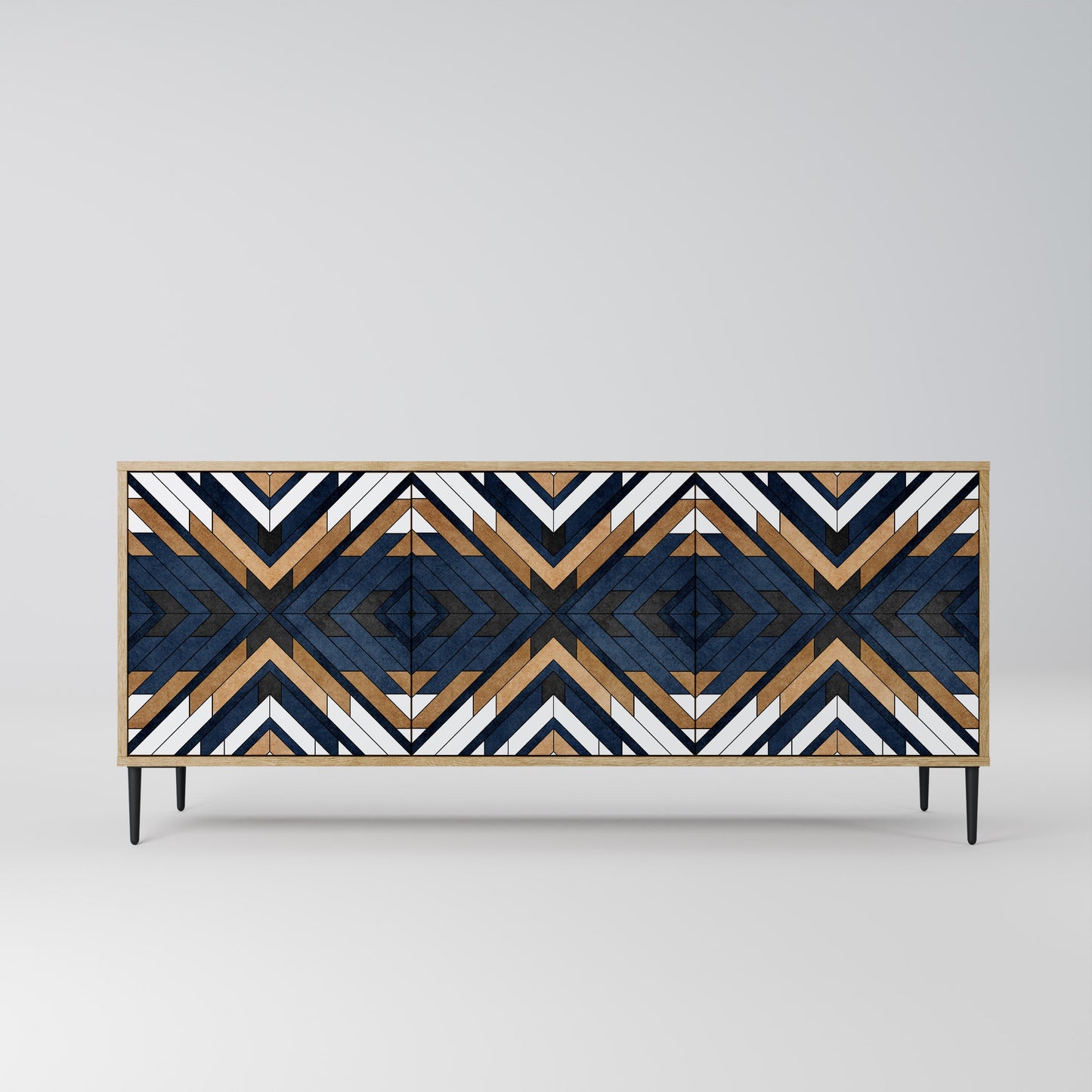 Credenza a 3 ante ARTFUL GEOMETRY in effetto rovere