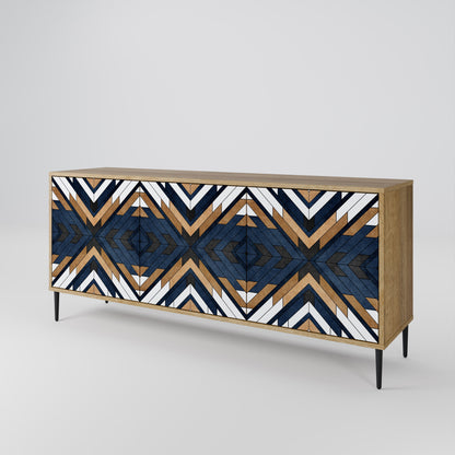Credenza a 3 ante ARTFUL GEOMETRY in effetto rovere