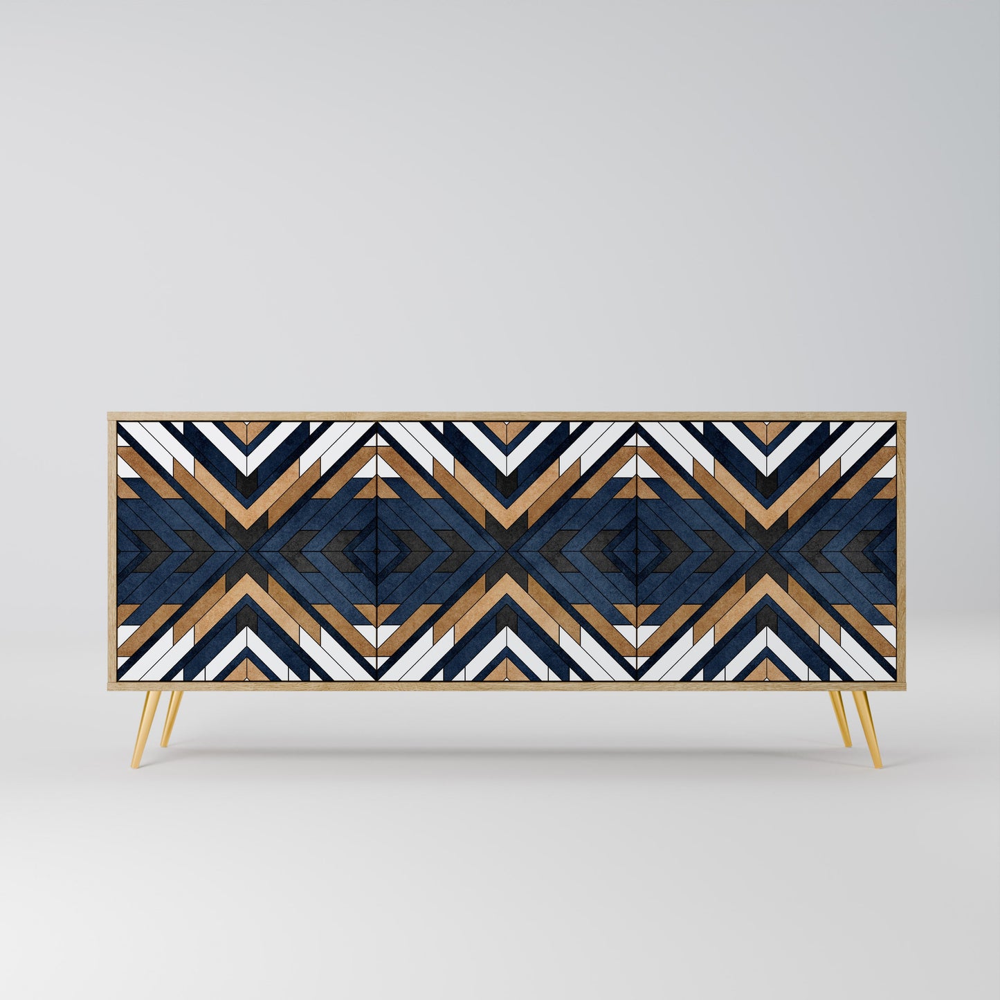 Credenza a 3 ante ARTFUL GEOMETRY in effetto rovere