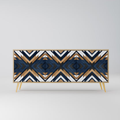 Credenza a 3 ante ARTFUL GEOMETRY in effetto rovere