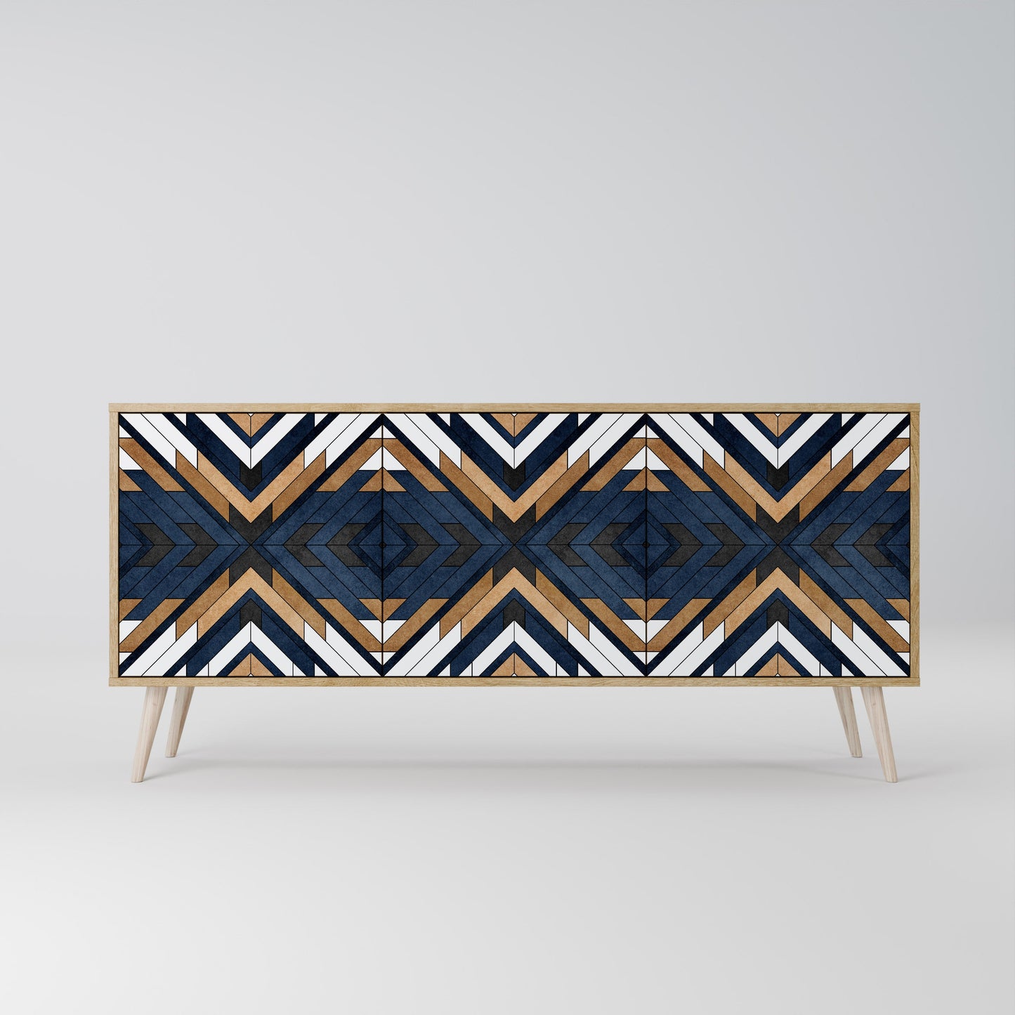Credenza a 3 ante ARTFUL GEOMETRY in effetto rovere