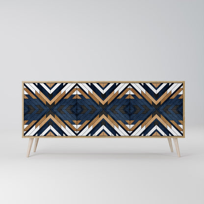 Credenza a 3 ante ARTFUL GEOMETRY in effetto rovere