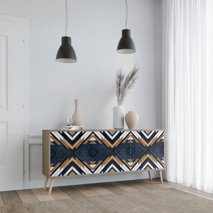 Credenza a 3 ante ARTFUL GEOMETRY in effetto rovere