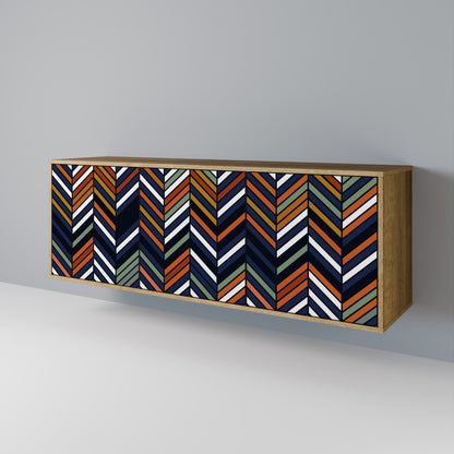 Credenza VIBRANT PATCHWORK a 3 ante in effetto rovere