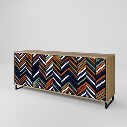 Credenza VIBRANT PATCHWORK a 3 ante in effetto rovere