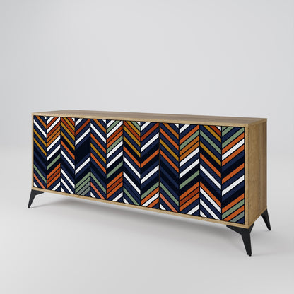 Credenza VIBRANT PATCHWORK a 3 ante in effetto rovere