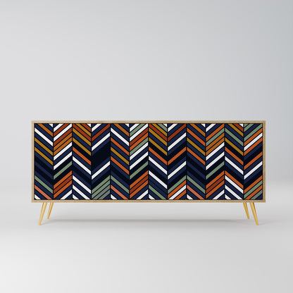 Credenza VIBRANT PATCHWORK a 3 ante in effetto rovere