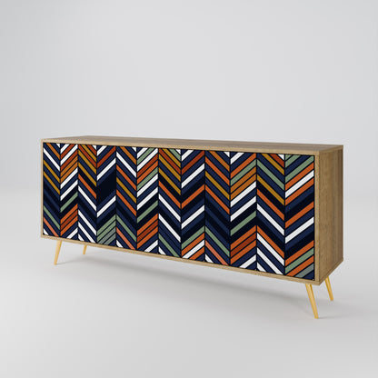 Credenza VIBRANT PATCHWORK a 3 ante in effetto rovere