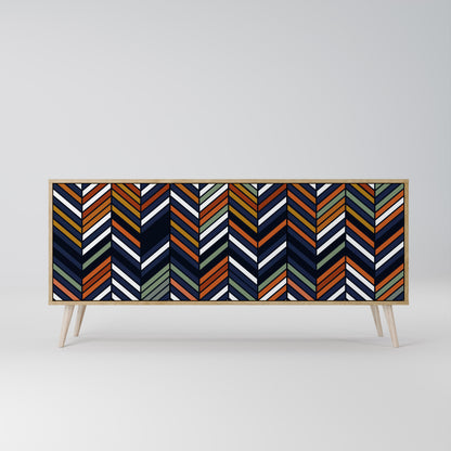 Credenza VIBRANT PATCHWORK a 3 ante in effetto rovere