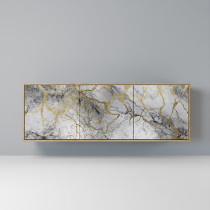 Credenza TIMELESS GLIDE a 3 ante in effetto rovere
