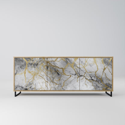 Credenza TIMELESS GLIDE a 3 ante in effetto rovere