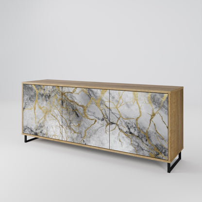 Credenza TIMELESS GLIDE a 3 ante in effetto rovere
