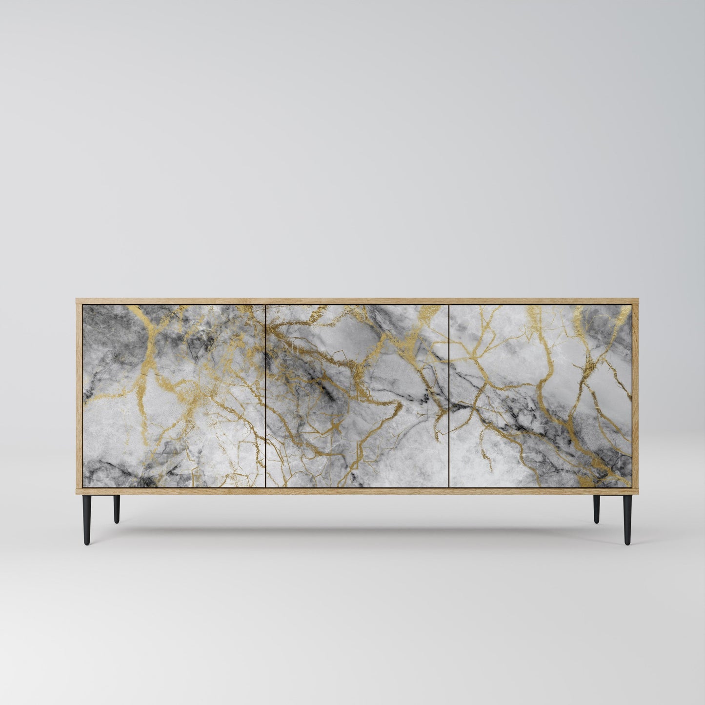 Credenza TIMELESS GLIDE a 3 ante in effetto rovere